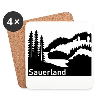 Sauerland silhouette paysage panneau routier - Dessous de verre (lot de 4) - blanc - Devant