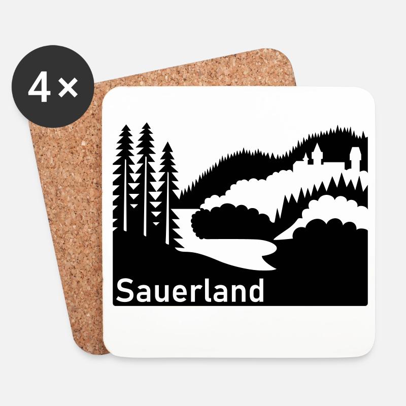 Sauerland Silhouette Landschaft Autobahnschild - Untersetzer (4er-Set) - Weiß