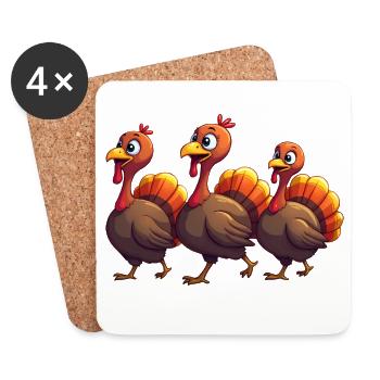 Bébé dinde de Thanksgiving - Dessous de verre (lot de 4) - blanc - Devant