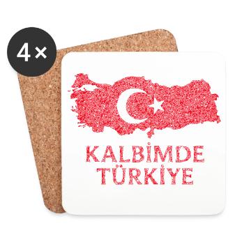 Kalbimde Türkiye Flag - Coasters (set of 4) - white - Front