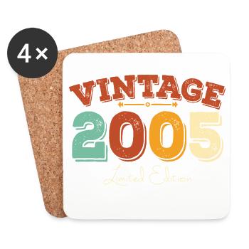 Anniversaire 2005 Vintage Rétro Né en 2005 Cadeau - Dessous de verre (lot de 4) - blanc - Devant