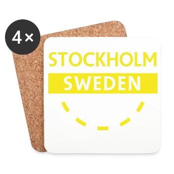Stockholm Schweden Logo Abzeichen - Untersetzer (4er-Set) - Weiß - Vorne