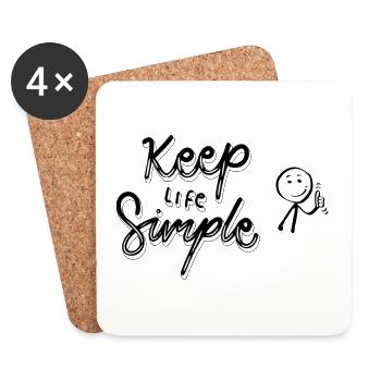 Keep Life Simple – fröhliche Cartoon-Design - Untersetzer (4er-Set) - Weiß - Vorne