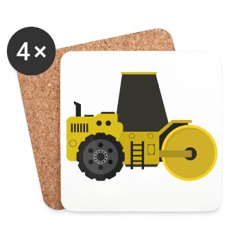 Road roller - Coasters (set of 4) - white - Front