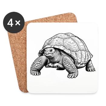 Turtle Giant Tortoise - Coasters (set of 4) - white - Front