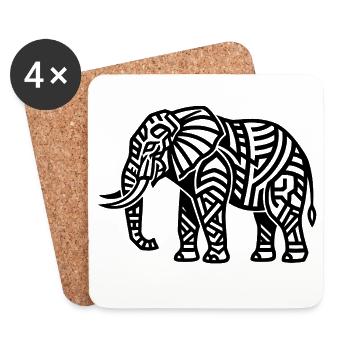 Éléphant majestueux – Design animalier et naturel - Dessous de verre (lot de 4) - blanc - Devant