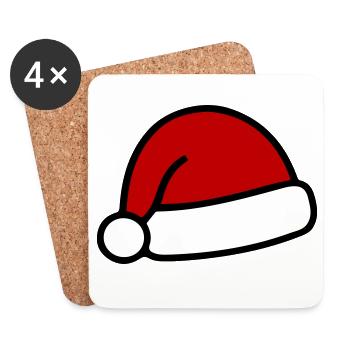 Chapeau du Père Noël - Dessous de verre (lot de 4) - blanc - Devant