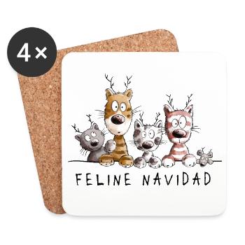 Feline Navidad Cats Christmas - Coasters (set of 4) - white - Front