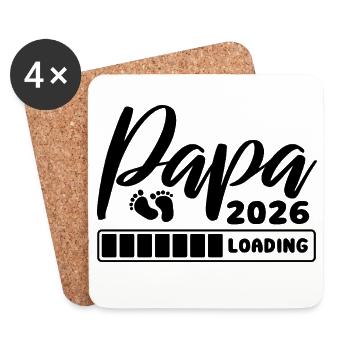 Papa 2026 loading - Schwangerschaft - Geschenk - Untersetzer (4er-Set) - Weiß - Vorne
