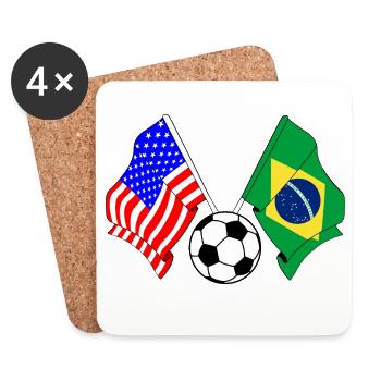 Football Brazil vs USA - Coasters (set of 4) - white - Front