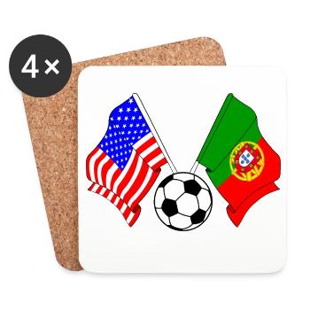Football Portugal vs USA - Dessous de verre (lot de 4) - blanc - Devant