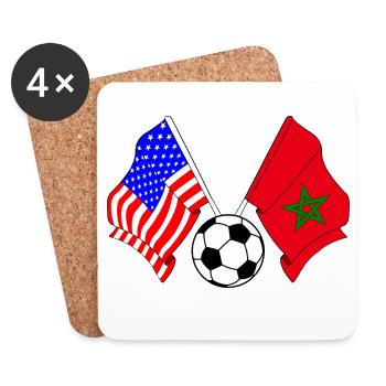 Football Maroc vs USA - Dessous de verre (lot de 4) - blanc - Devant