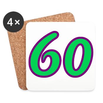 60. 60 YEARS. 60th ANNIVERSARY. 60TH BIRTHDAY. - Coasters (set of 4) - white - Front