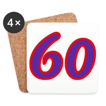 60. 60 JAHRE. 60-JÄHRIGES JUBILÄUM. 60. GEBURTSTAG. - Untersetzer (4er-Set) - Weiß - Vorne