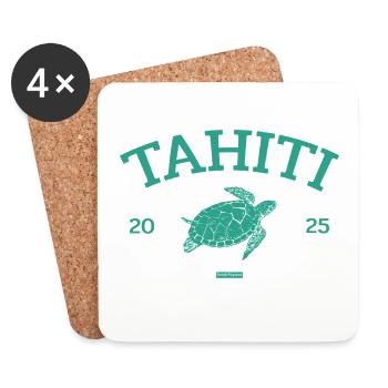 Tahiti - Tortue - Polynésie française - Schildkröte - Dessous de verre (lot de 4) - blanc - Devant