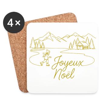 Joyeux Noël Winterlandschaft weihnachtlich - Untersetzer (4er-Set) - Weiß - Vorne