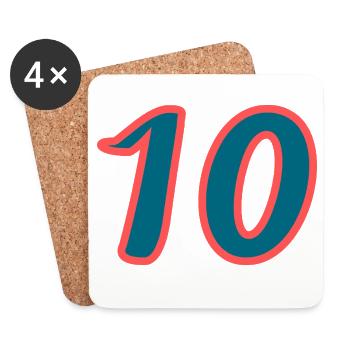 10. 10 ANS. 10e ANNIVERSAIRE. ANNIVERSAIRE 10 ANS. - Dessous de verre (lot de 4) - blanc - Devant