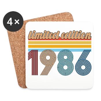 Vintage-Geburtstag 1986 Retro-Geschenk, geboren 1986 - Untersetzer (4er-Set) - Weiß - Vorne