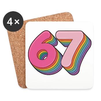 67 - Funny Six Seven T-Shirt - Untersetzer (4er-Set) - Weiß - Vorne
