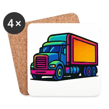 Truck Comic - Untersetzer (4er-Set) - Weiß - Vorne