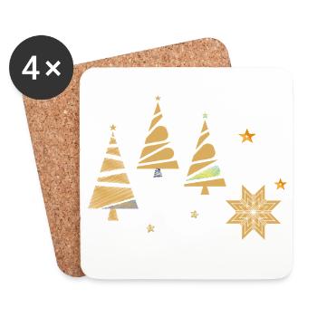 Golden Christmas Trees - Coasters (set of 4) - white - Front