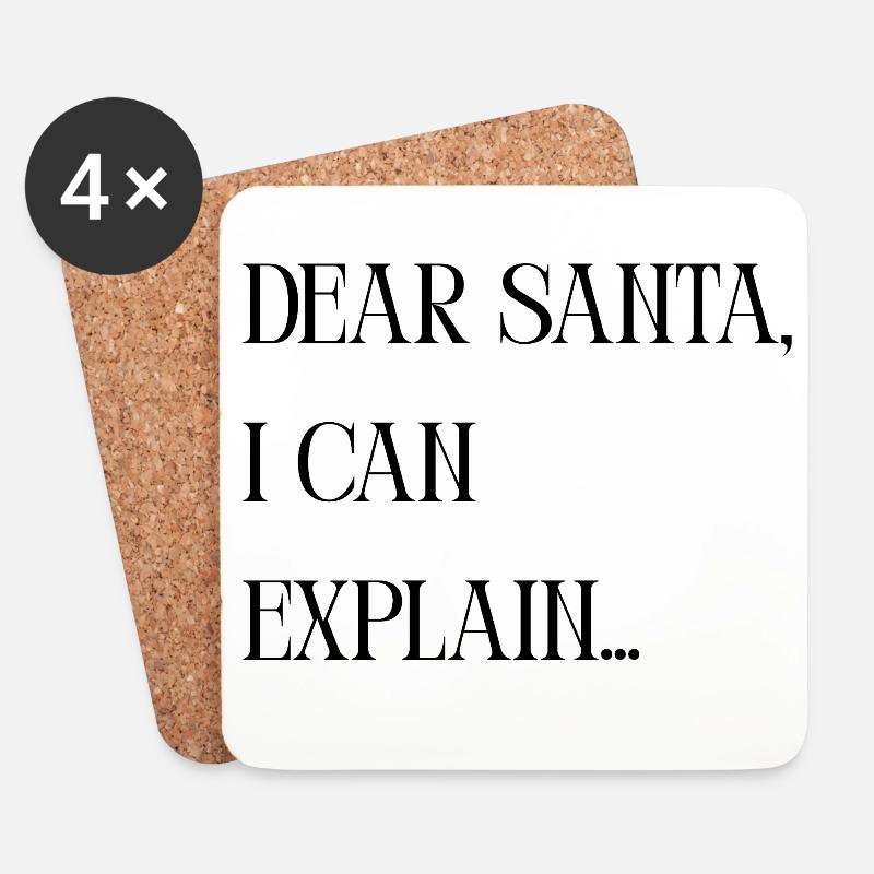 Titel Dear Santa I can explain – Lustiger Spruch - Untersetzer (4er-Set) - Weiß