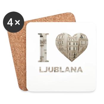 J’adore Ljubljana – Design architectural urbain - Dessous de verre (lot de 4) - blanc - Devant