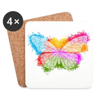 Zentangle-Schmetterling - Untersetzer (4er-Set) - Weiß - Vorne