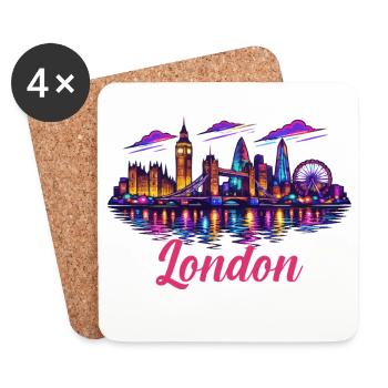 Neon London Skyline - Coasters (set of 4) - white - Front