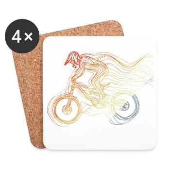 Style rétro de VTT - Dessous de verre (lot de 4) - blanc - Devant
