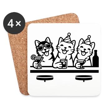 Fête Chats Gueule de bois Bar Boire - Dessous de verre (lot de 4) - blanc - Devant