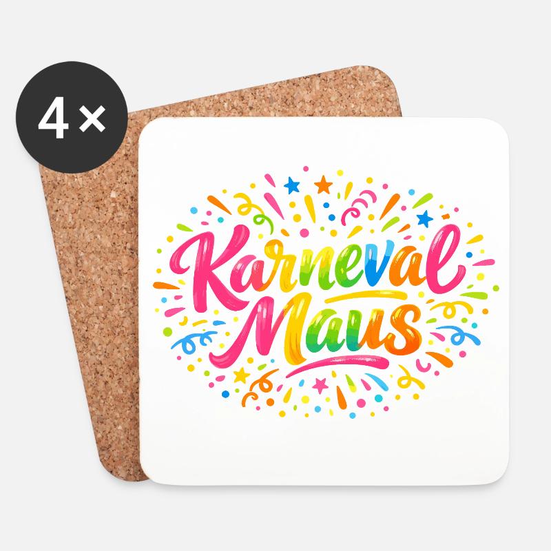 Karnevalsmaus Karneval Köln Süß Niedlich Geschenk - Untersetzer (4er-Set) - Weiß