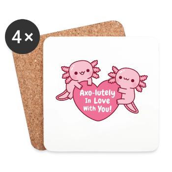 Cute Axolotls Axo-lutely In Love With You Pun - Coasters (set of 4) - white - Front