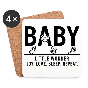 Baby Little Wonder Minimalist Design - Coasters (set of 4) - white - Front