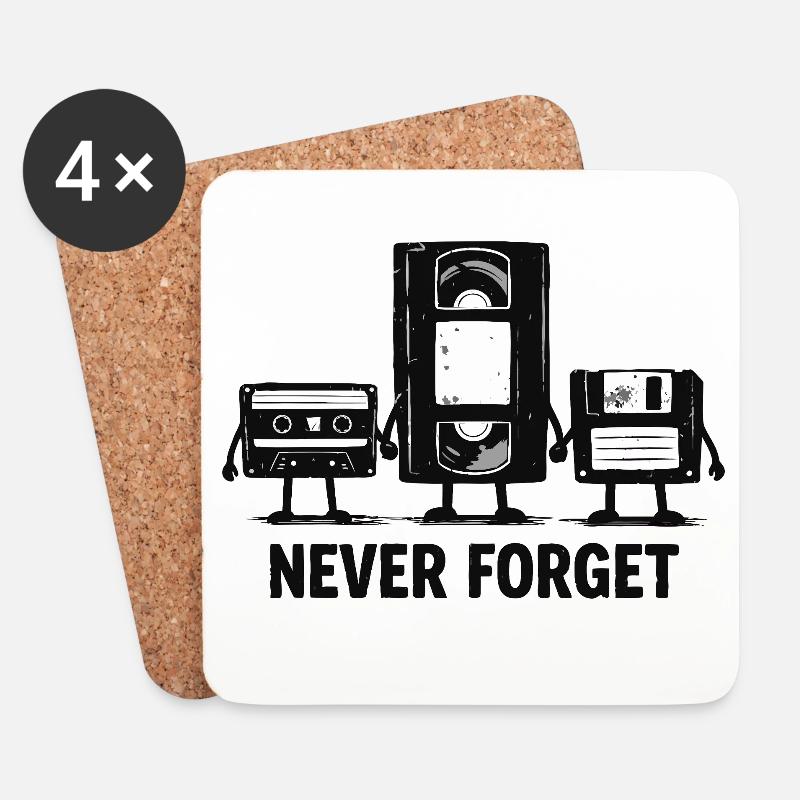 Never Forget Retro Tech - Untersetzer (4er-Set) - Weiß