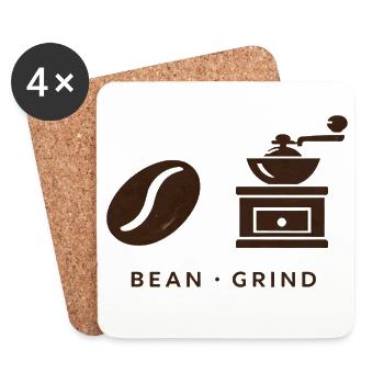 BEAN . GRIND . COFFEE . KAFFEE - Untersetzer (4er-Set) - Weiß - Vorne
