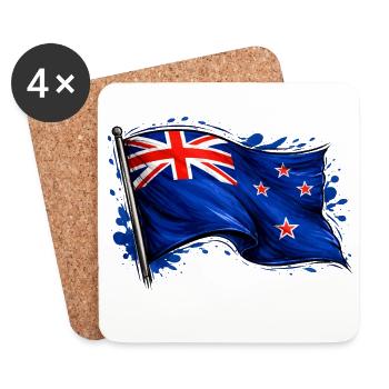 drapeau de la Nouvelle-Zélande - Dessous de verre (lot de 4) - blanc - Devant