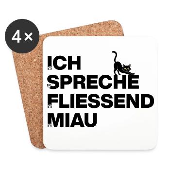 JE PARLE COURAMMENT MIAOU, FAN DE CHATS AMOUREUX DES CHATS - Dessous de verre (lot de 4) - blanc - Devant