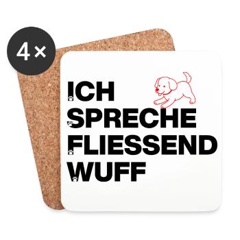 JE PARLE COURAMMENT OUAF, PUISSANCE CANINE ! AMOUREUX DES CHIENS - Dessous de verre (lot de 4) - blanc - Devant