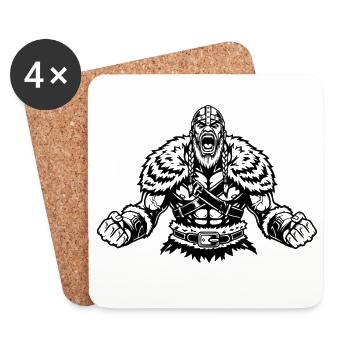 Guerrier viking – Design fantastique nordique - Dessous de verre (lot de 4) - blanc - Devant
