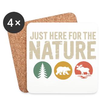 Icônes de la nature : silhouettes d’ours-arbres et orignaux - Dessous de verre (lot de 4) - blanc - Devant
