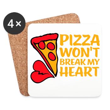 Pizza Won't Break My Heart Food Love Humor - Coasters (set of 4) - white - Front