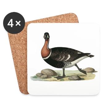 Vintage Red-breasted Goose Art, Wild Animals - Coasters (set of 4) - white - Front