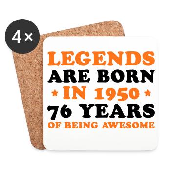 Les légendes naissent en 1950 – 76 ans d’anniversaire - Dessous de verre (lot de 4) - blanc - Devant