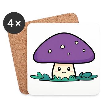 Héros Câlin Champignon Violet - Dessous de verre (lot de 4) - blanc - Devant