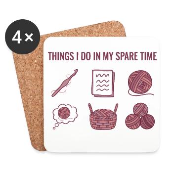 Things I Do In My Spare Time Funny Crochet Lover - Coasters (set of 4) - white - Front