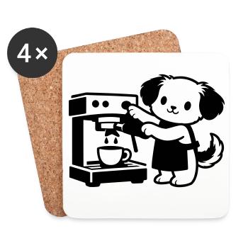 Le chien barista est super mignon - Dessous de verre (lot de 4) - blanc - Devant