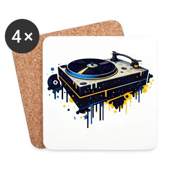Graffiti Turntable Design - Coasters (set of 4) - white - Front