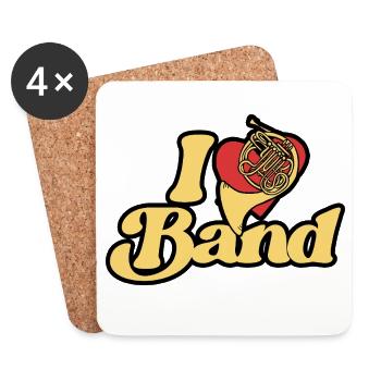 I Heart Band Retro French Horn - Untersetzer (4er-Set) - Weiß - Vorne