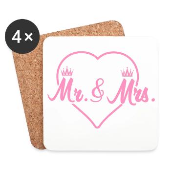 Heart Crowns Mr & Mrs Design - Coasters (set of 4) - white - Front